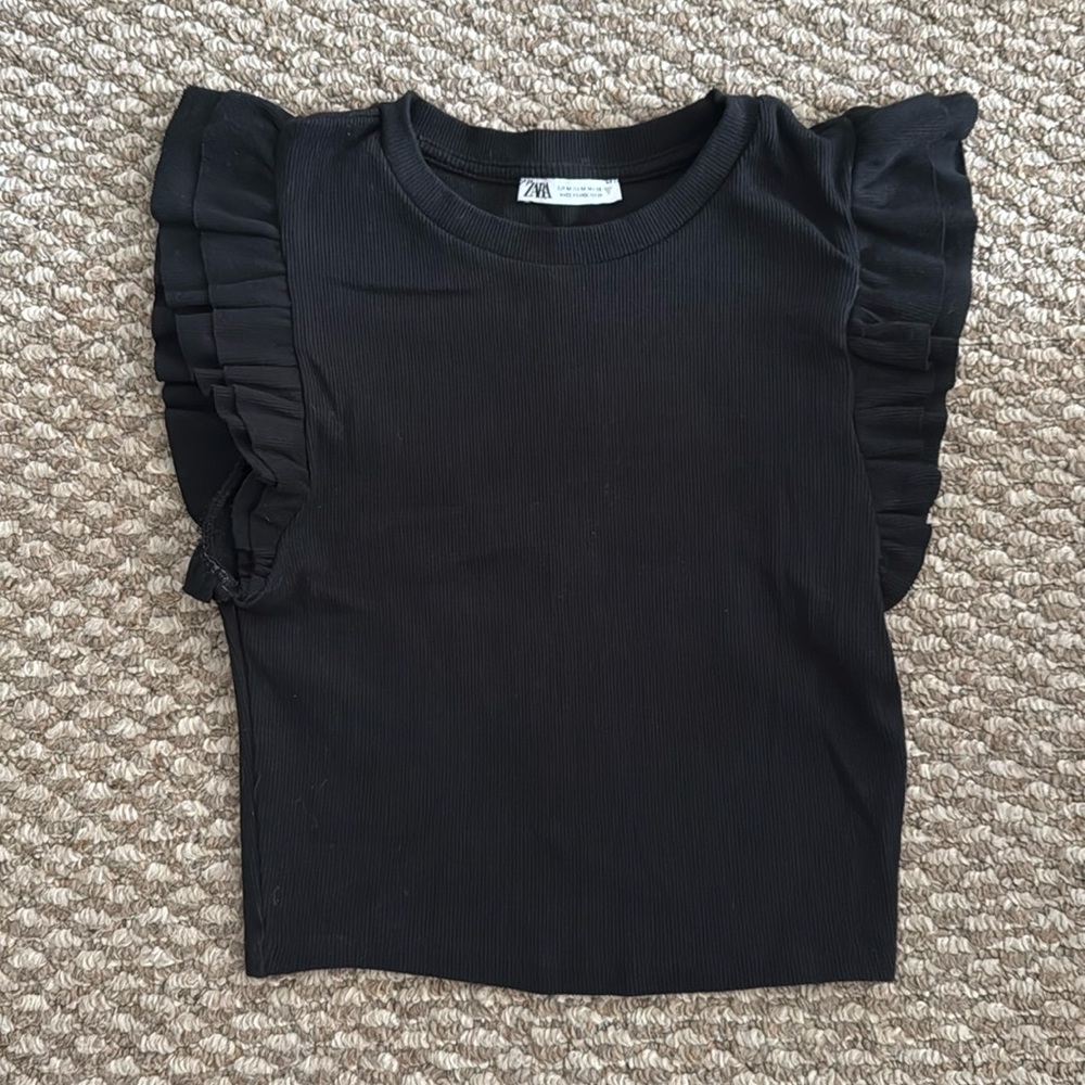 Zara ruffle sleeve shirt